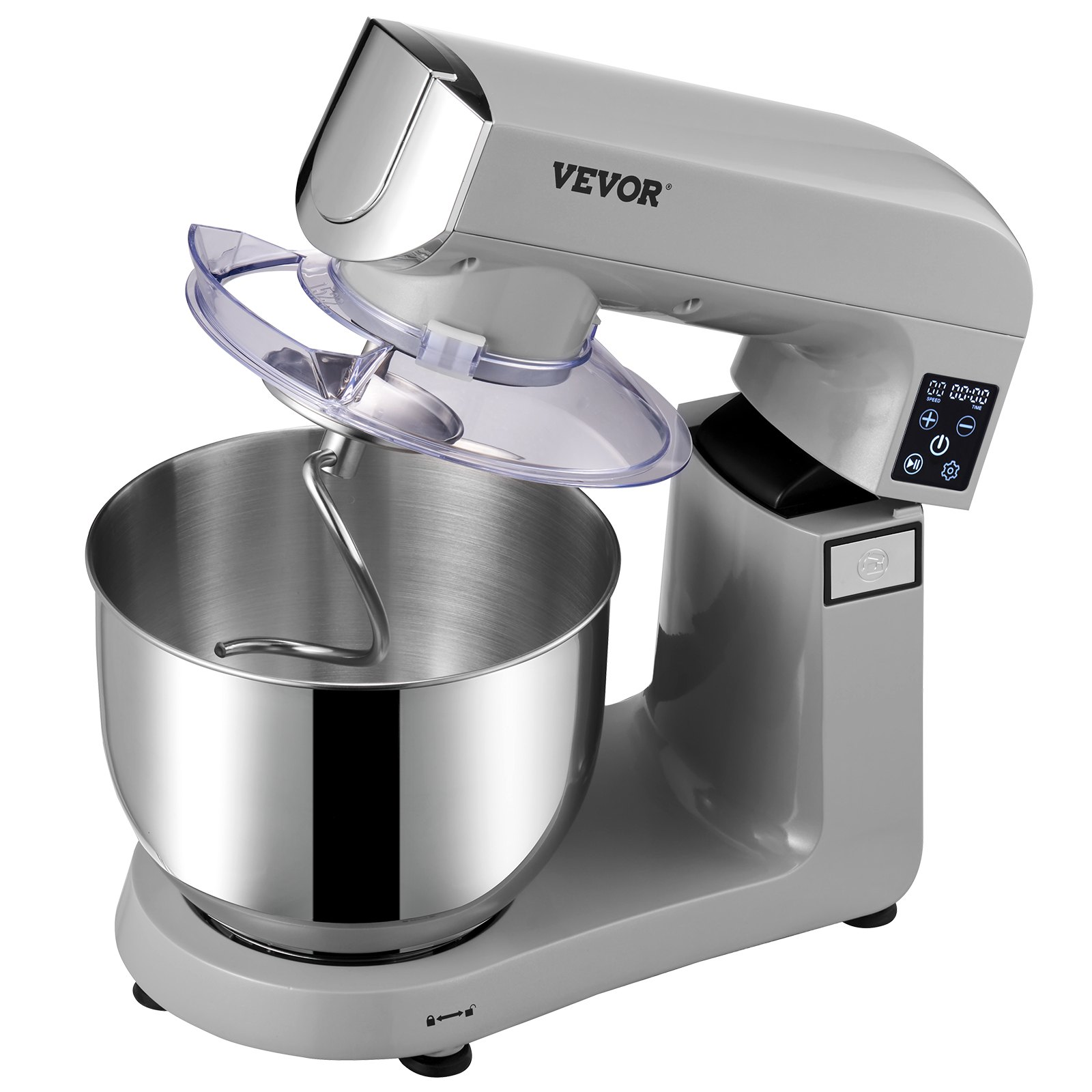 VEVOR 6 in 1 Stand Mixer, 450W Multifunctional Electric Mixer with Tilt-Head, 6 Speeds and LCD Screen Timing, 7.4Qt Stainless Bowl, Dough Hook, Flat Beater, Whisk, Scraper, Grinder, Stuffer, Slicer