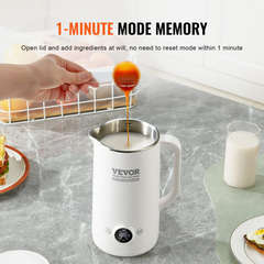 VEVOR Nut Milk Maker 8-in-1 Soy Milk Maker 8-Leaf Blades 600ML 2-18 Hours Timer