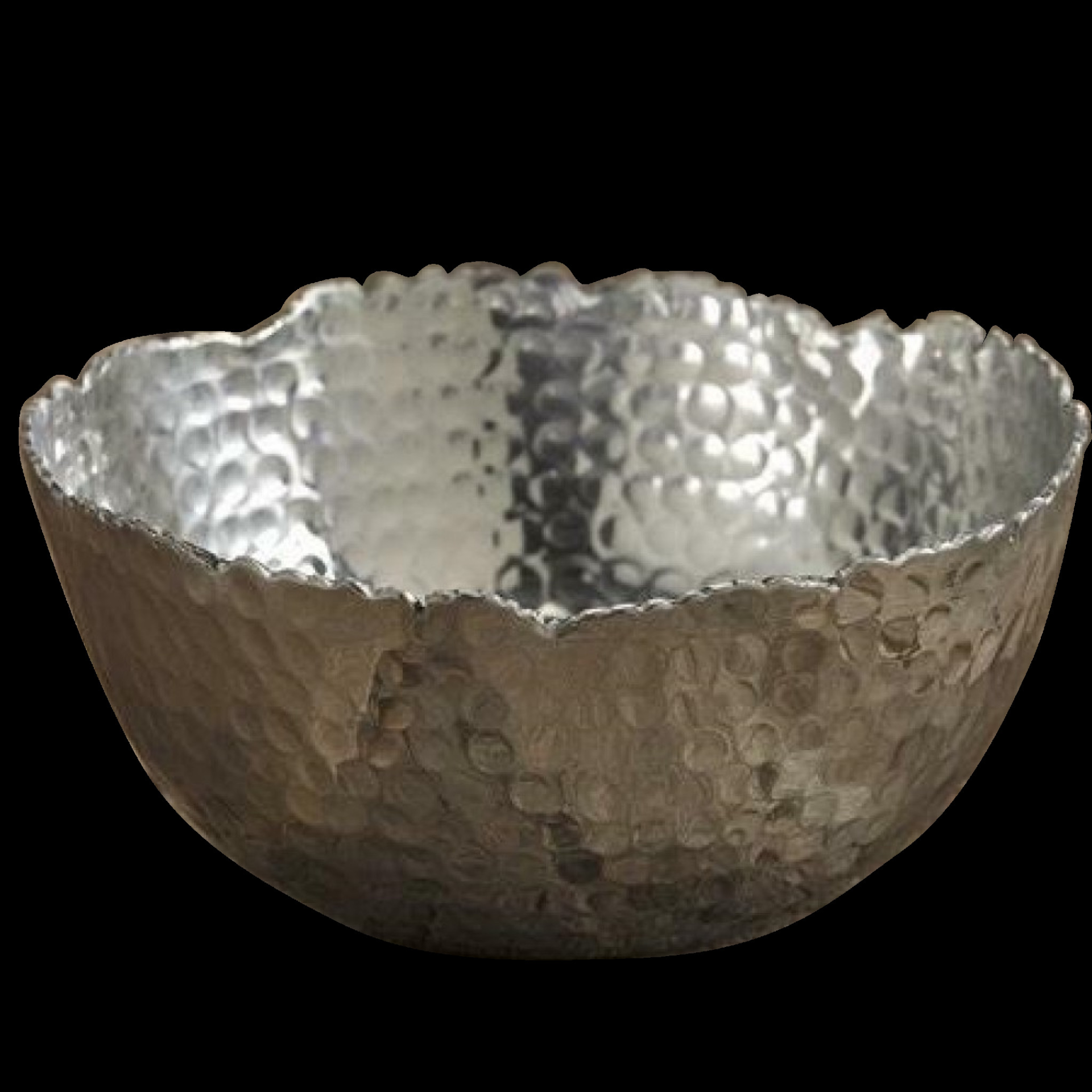 11" Silver Steel Modern Hammered Cut Bowl