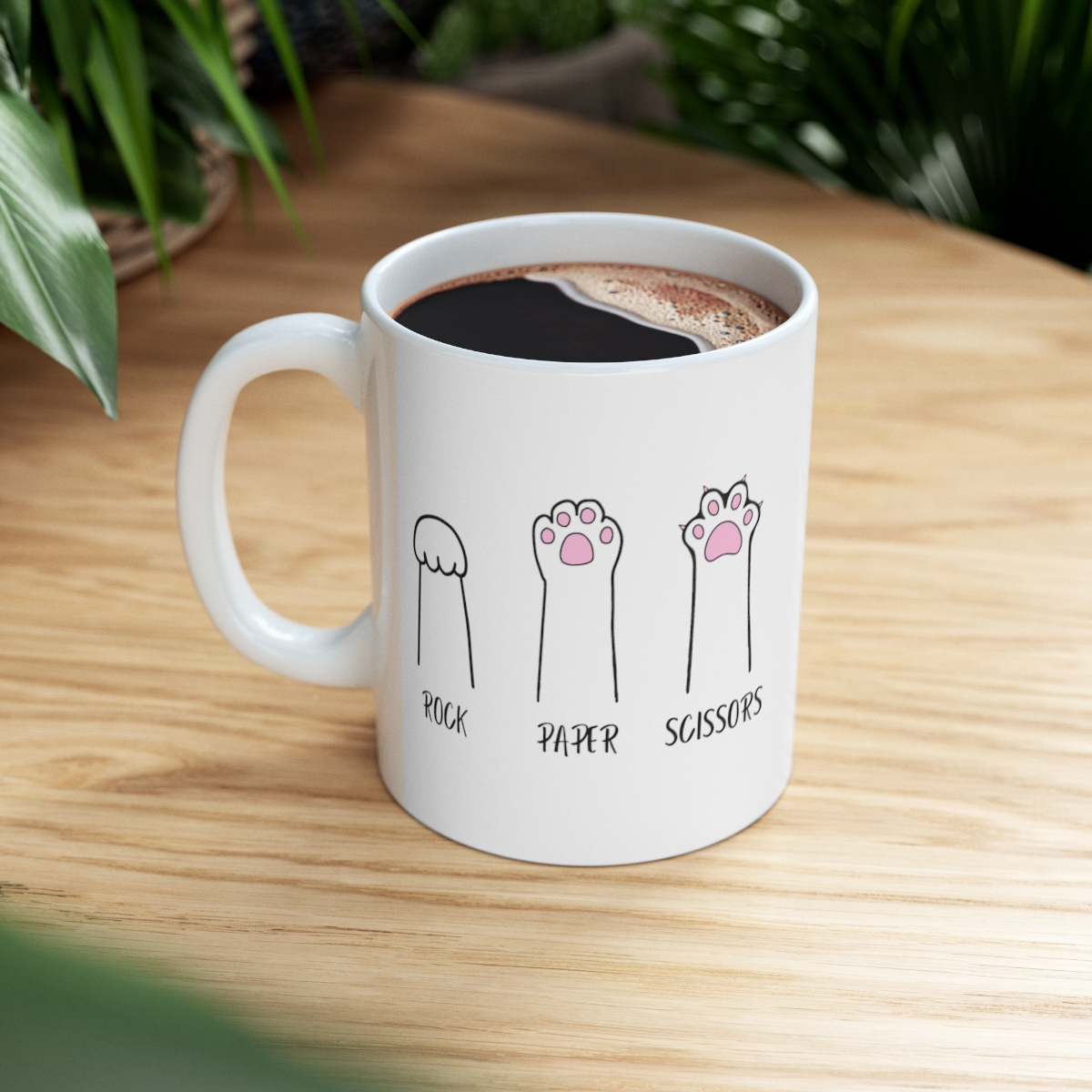 Cat Rock Paper Scissors-Funny MUG for Cat Lover Ceramic Mug.