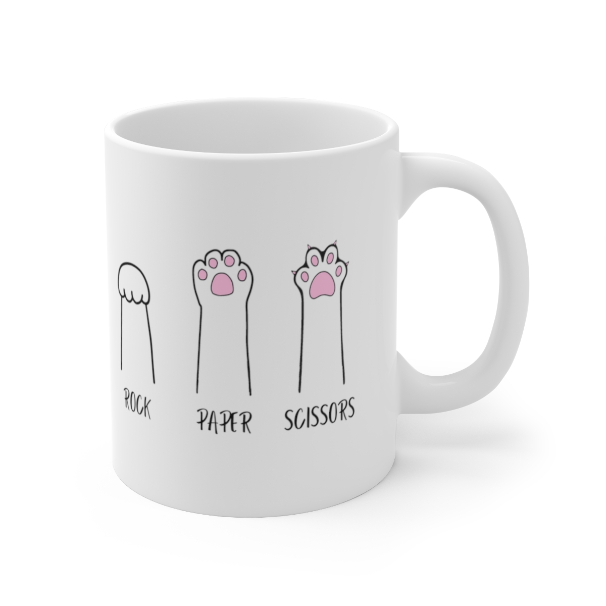 Cat Rock Paper Scissors-Funny MUG for Cat Lover Ceramic Mug.