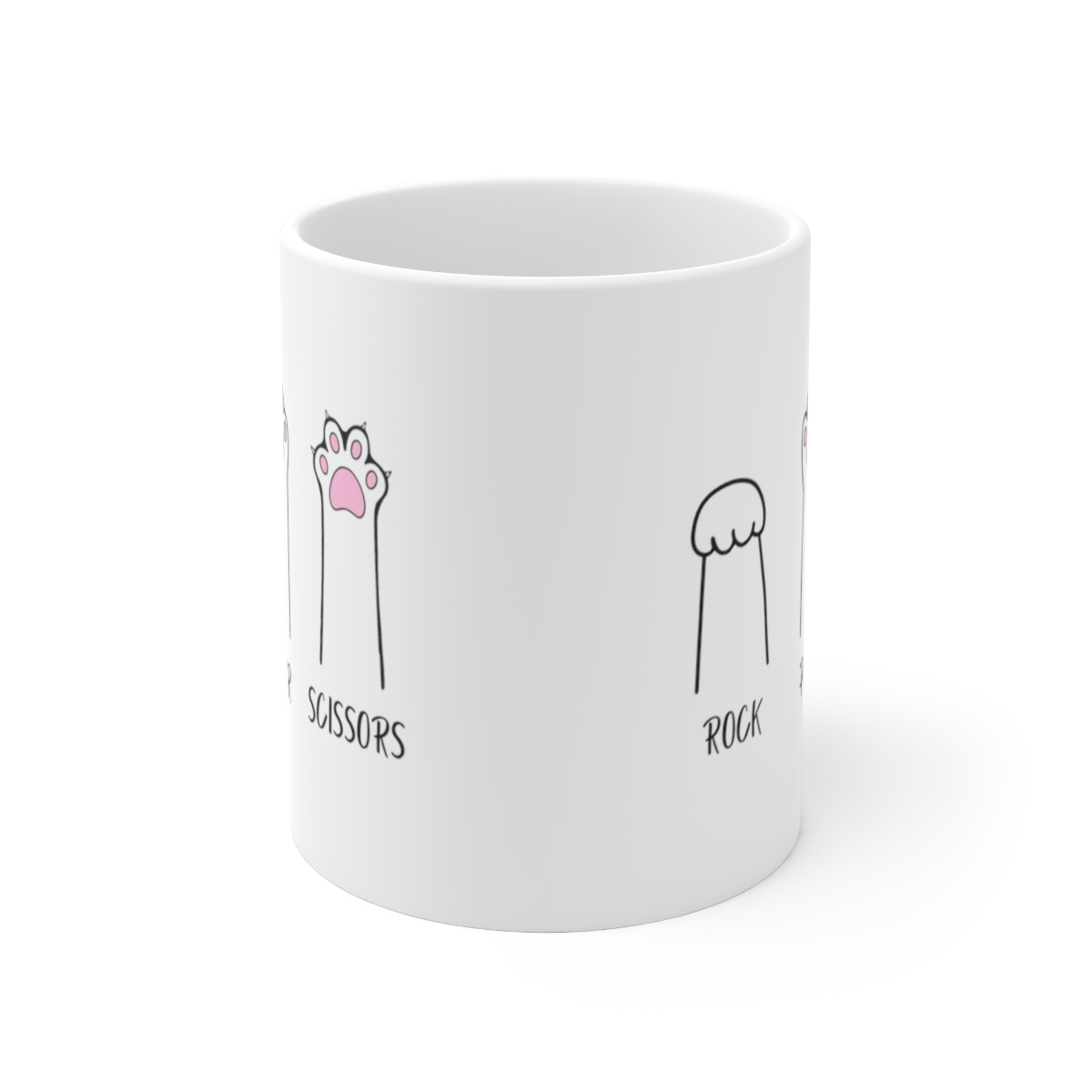 Cat Rock Paper Scissors-Funny MUG for Cat Lover Ceramic Mug.