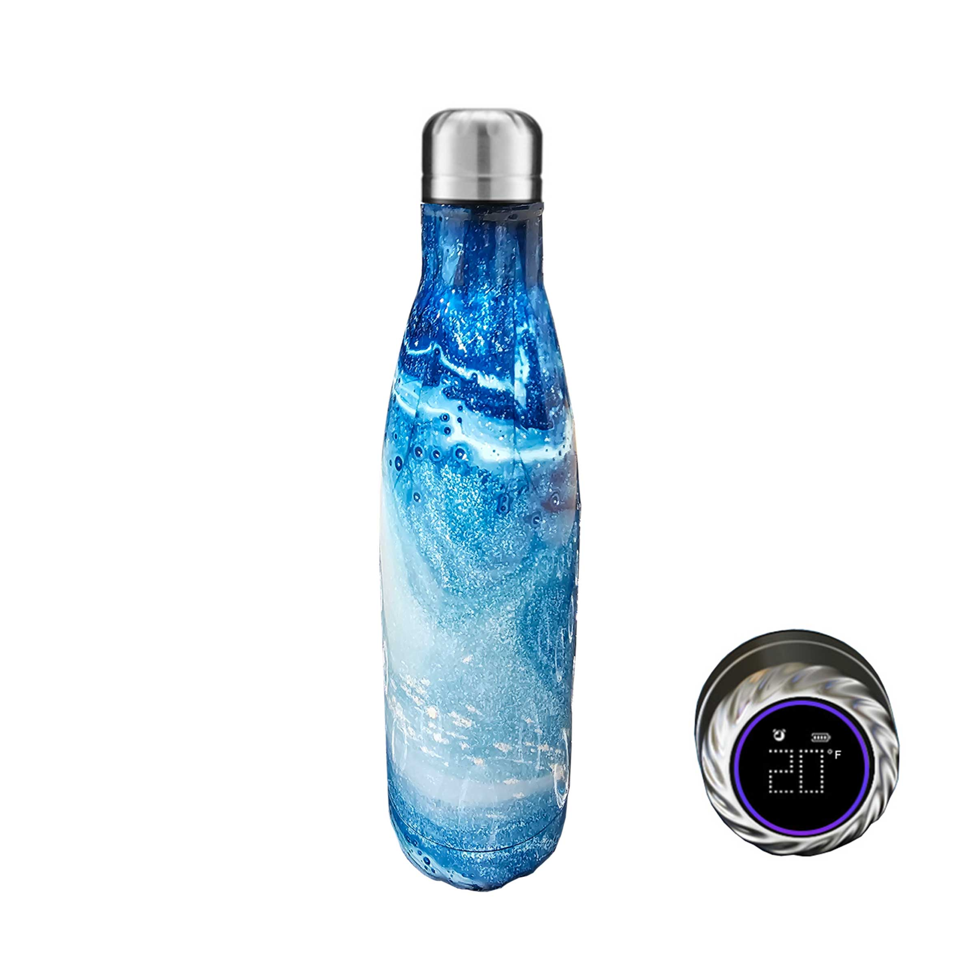 Aquaala UV Water Bottle With Temp Cap. smart sport, ultraviolet, and self-disinfecting water bottle