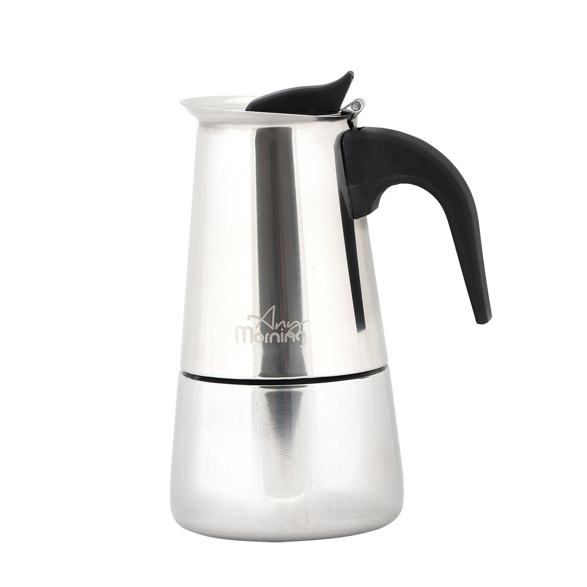 Any Morning Stovetop Espresso Maker Stainless Steel Percolator Coffee Pot 300 ml 10 oz.