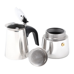 Any Morning Stovetop Espresso Maker Stainless Steel Percolator Coffee Pot 300 ml 10 oz.