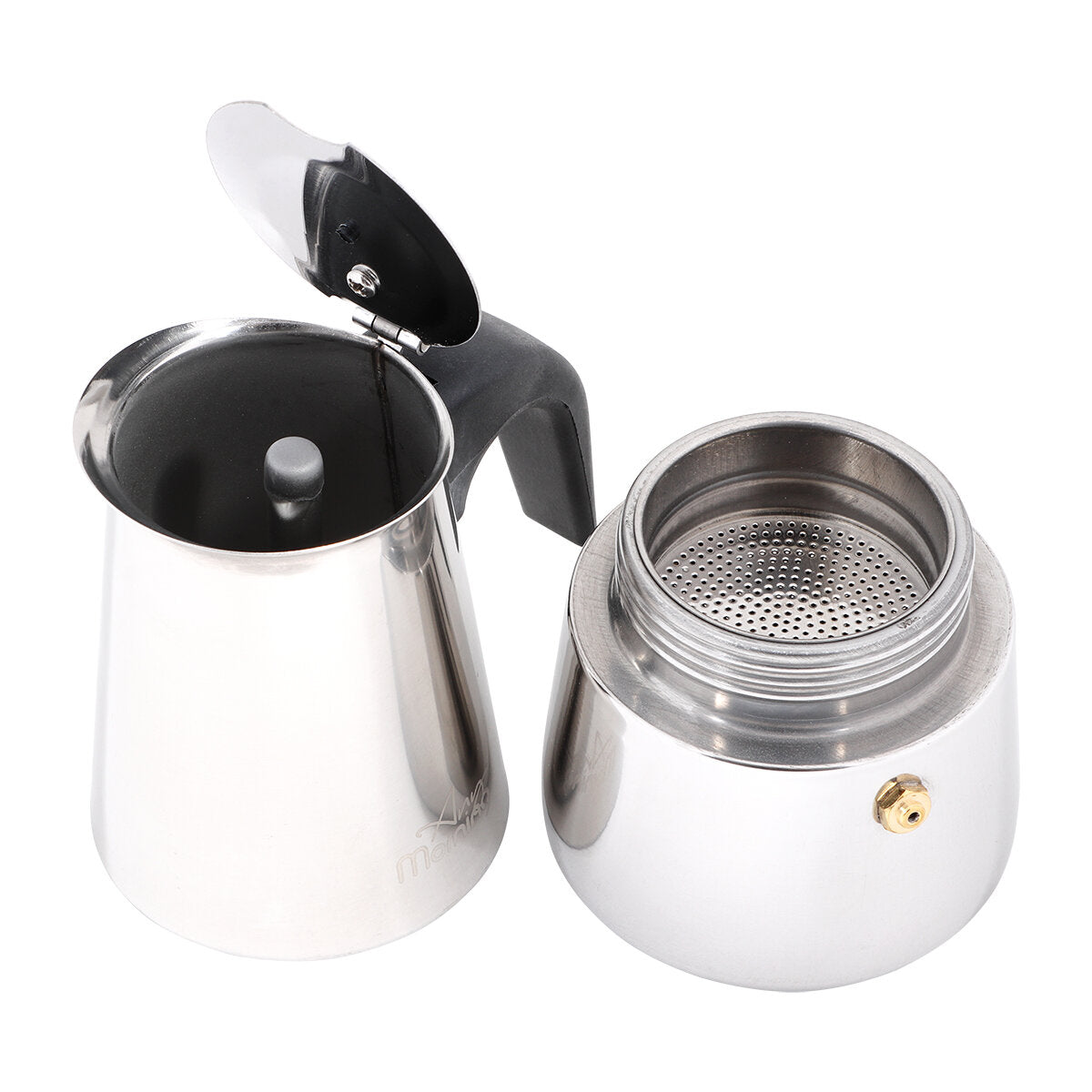 Any Morning Stovetop Espresso Maker Stainless Steel Percolator Coffee Pot 300 ml 10 oz.