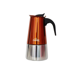 Any Morning Stovetop Espresso Coffee Maker Stainless Steel Induction Moka Pot, 300 ml - 10 oz, Copper