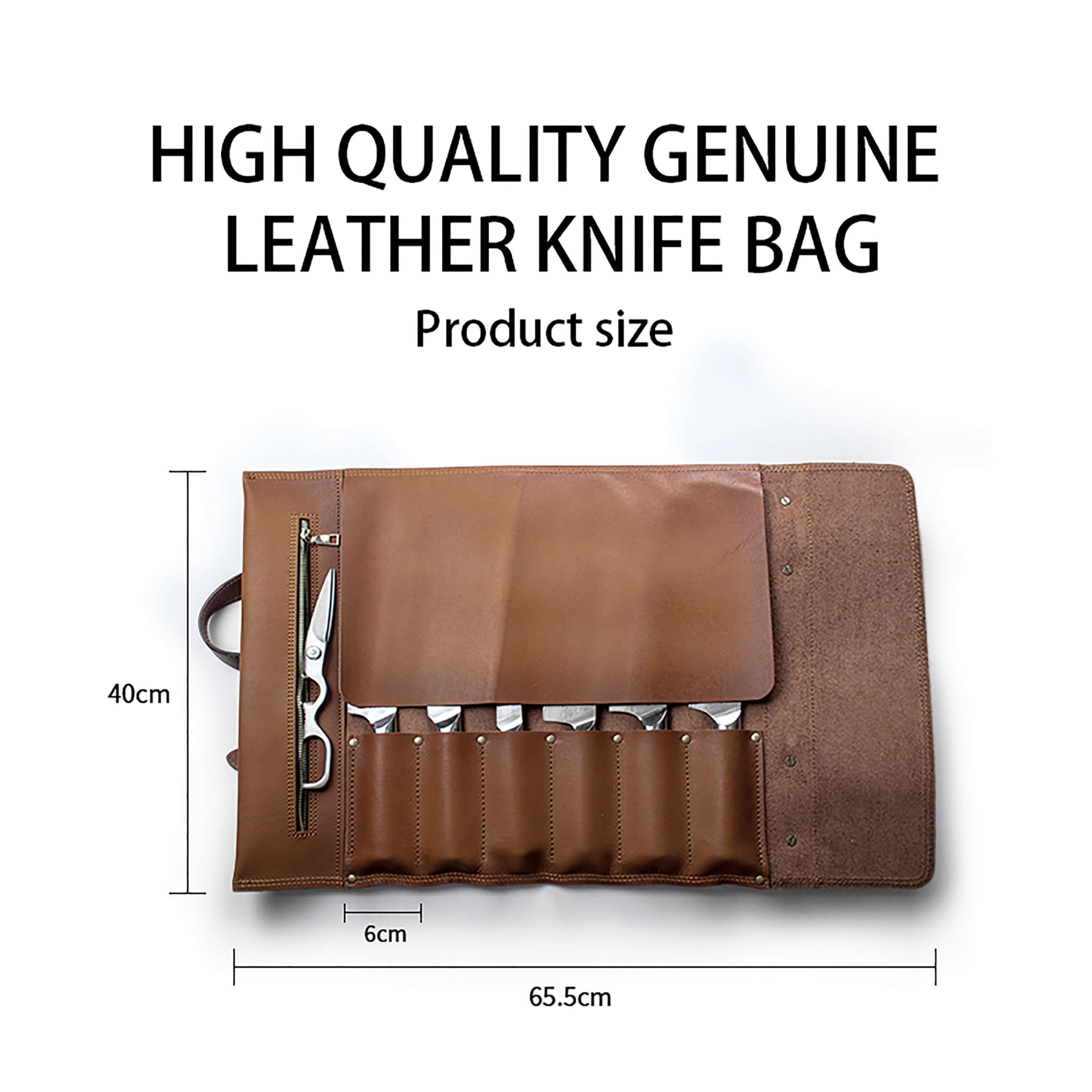 Ginza Steel Full Grain Leather | Vagabond Knife Roll knives Not Included.