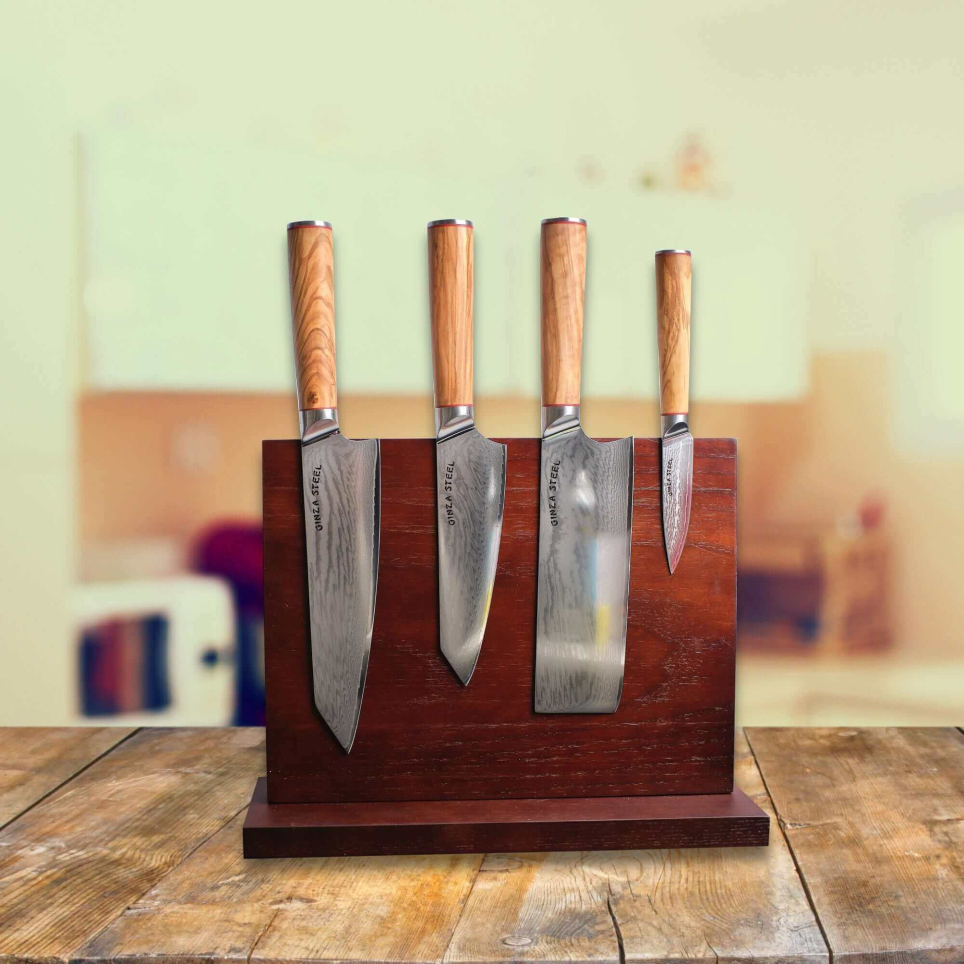 KC Series |Mia Five - Essential 5 pcs Knife set | 4 Knives with Magnetic Wood Block