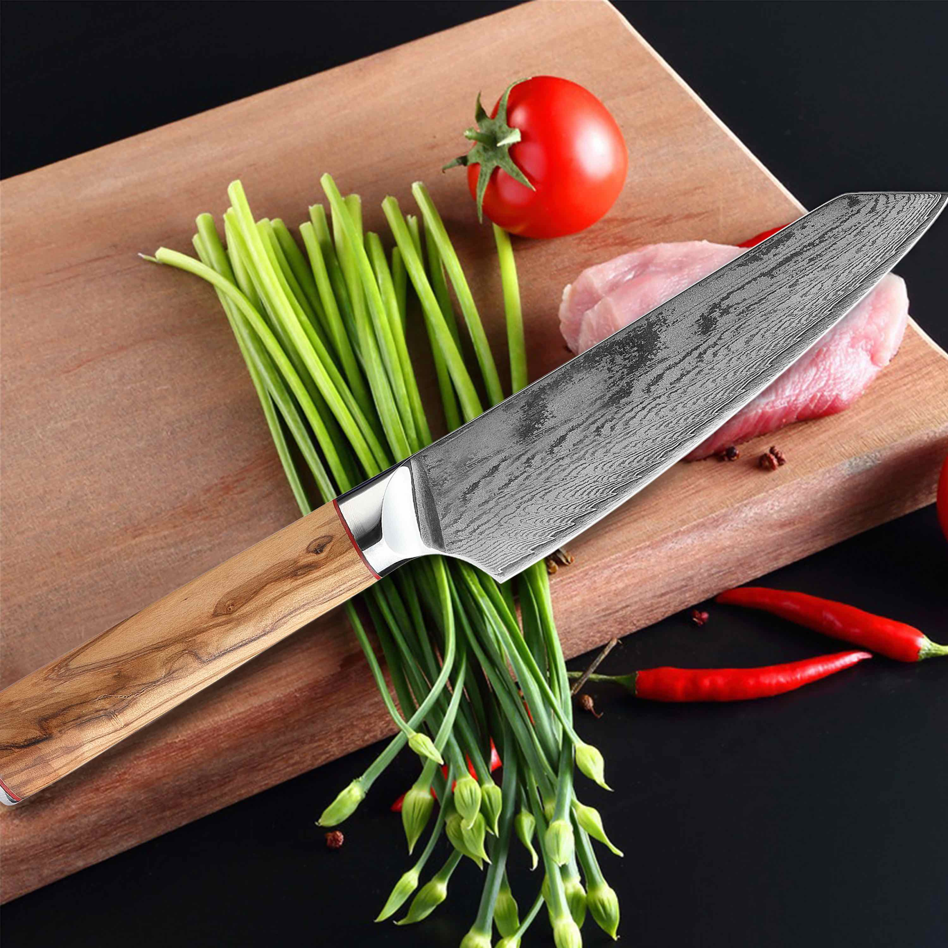 MIA THREE | Essential THREE Piece Chef Knife Set | AUS10 Damascus Steel