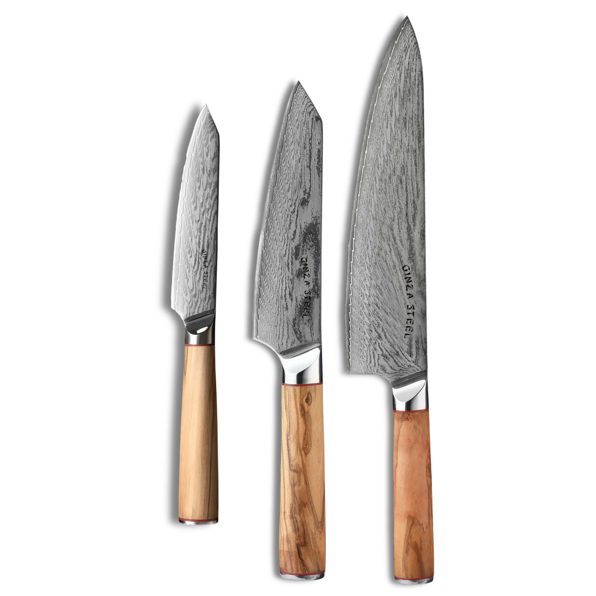 MIA THREE | Essential THREE Piece Chef Knife Set | AUS10 Damascus Steel