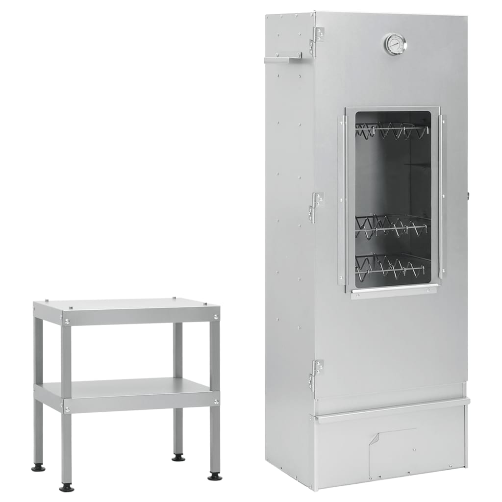 VidaXL BBQ Oven Smoker with Table Galvanized Steel