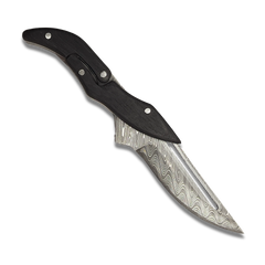 Ginza Steel - X Fold-Stealth Damascus Steel Blade Folding Knife Ebony Handle