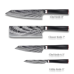 Katana Five | Essential 5 pcs Knife set | 4 Knives with Magnetic Wood Block