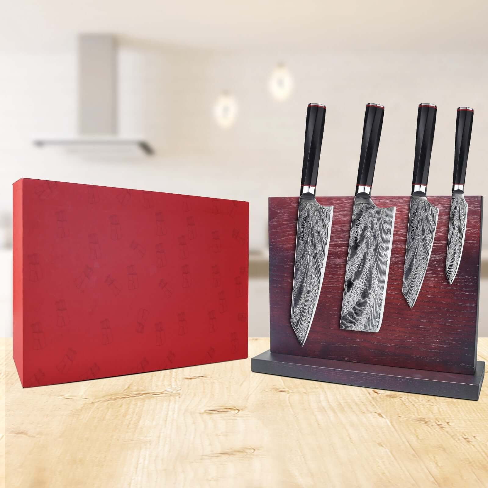 Katana Five | Essential 5 pcs Knife set | 4 Knives with Magnetic Wood Block