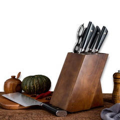 Hagakure Six | Essential 6 pcs Knife set | 4 Knives, 1 Shears with Wood Block