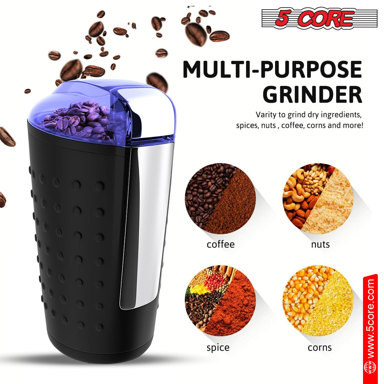 5Core Coffee Grinder 85 Gram Capacity 150W Electric Bean Spice Grinder