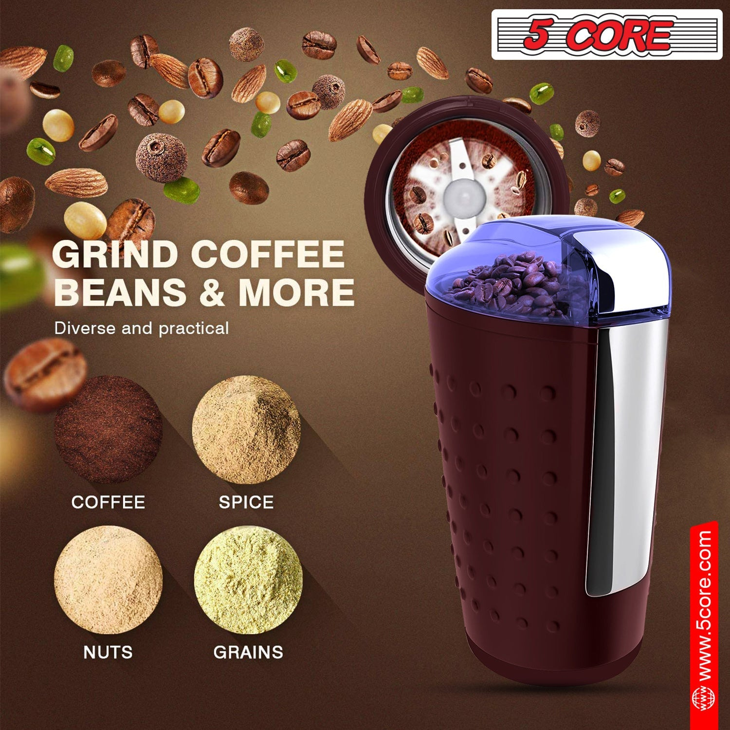 5Core Coffee Grinder 85 Gram Capacity 150W Electric Bean Spice Grinder