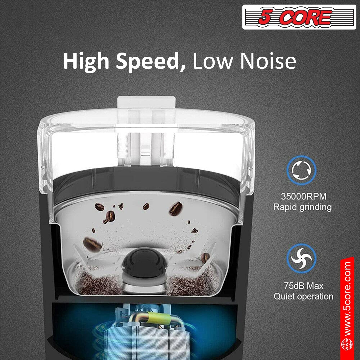 5Core Coffee Grinder 85 Gram Capacity 150W Electric Bean Spice Grinder