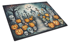 Calaveras Sugar Skulls Spooky Halloween Glass Cutting Board