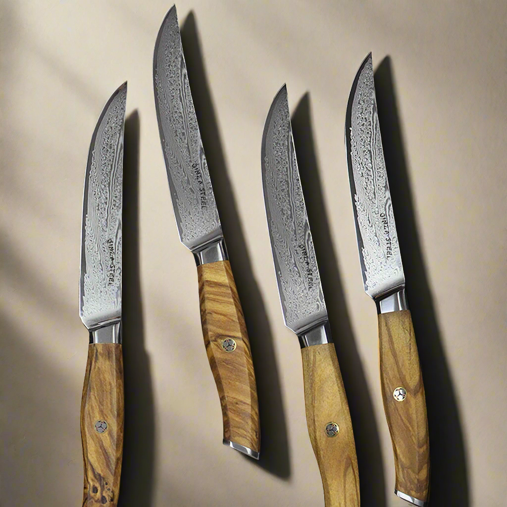 KC Series | AMELIA Essential VG10 Damascus Steel Steak Knife set of four