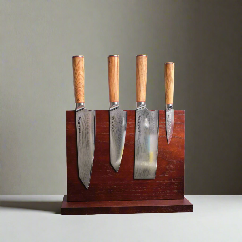 KC Series |Mia Five - Essential 5 pcs Knife set | 4 Knives with Magnetic Wood Block