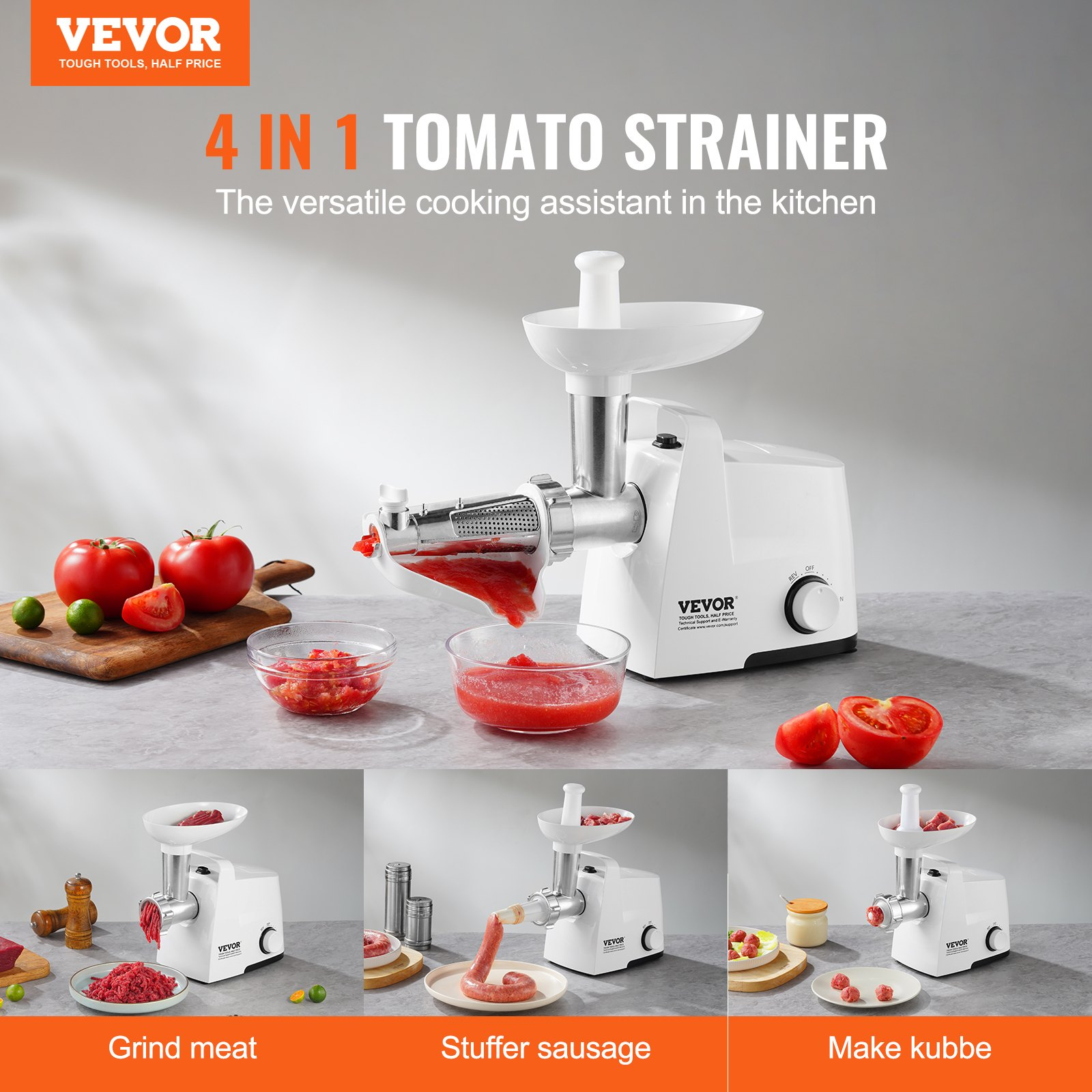 VEVOR 4 LBS/Min Electric Tomato Strainer 300W Tomato Sauce Maker Machine Home