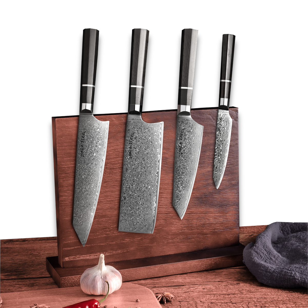 KASAI KOGATANA FIVE | Essential 5 pcs Knife set | 4 Knives with Magnetic Wood Block