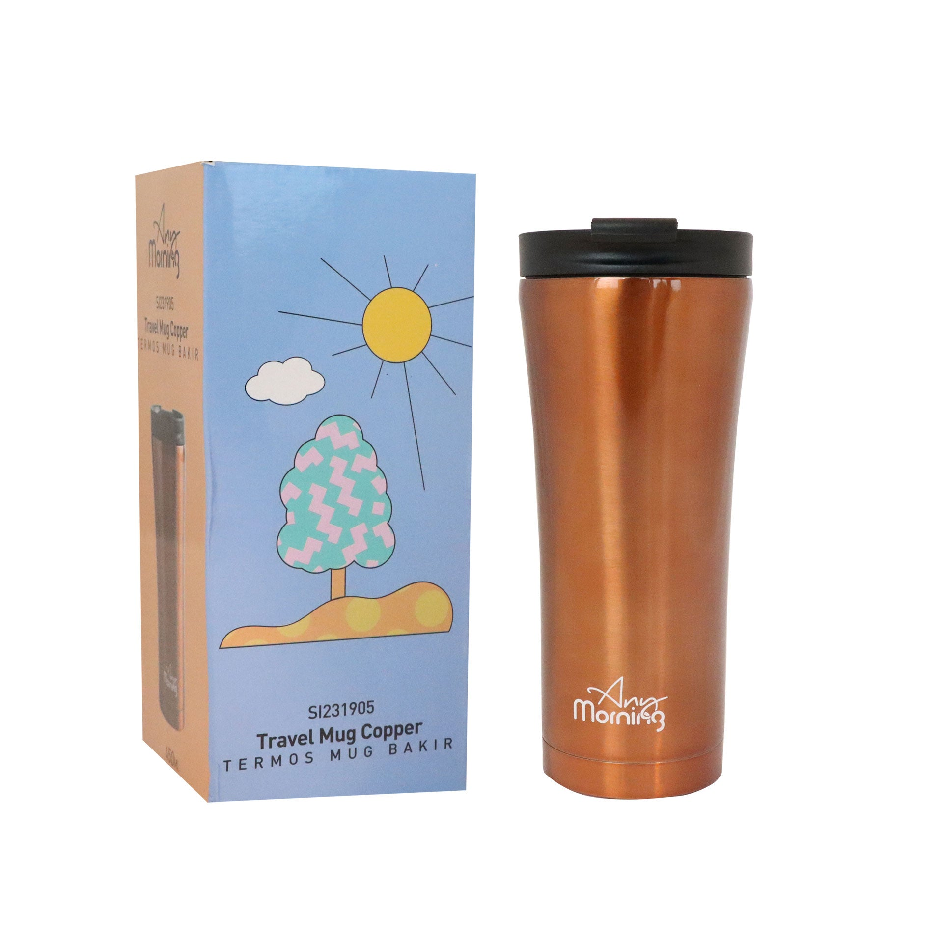 Any Morning SI231905 Travel Mug, 15 oz, Copper