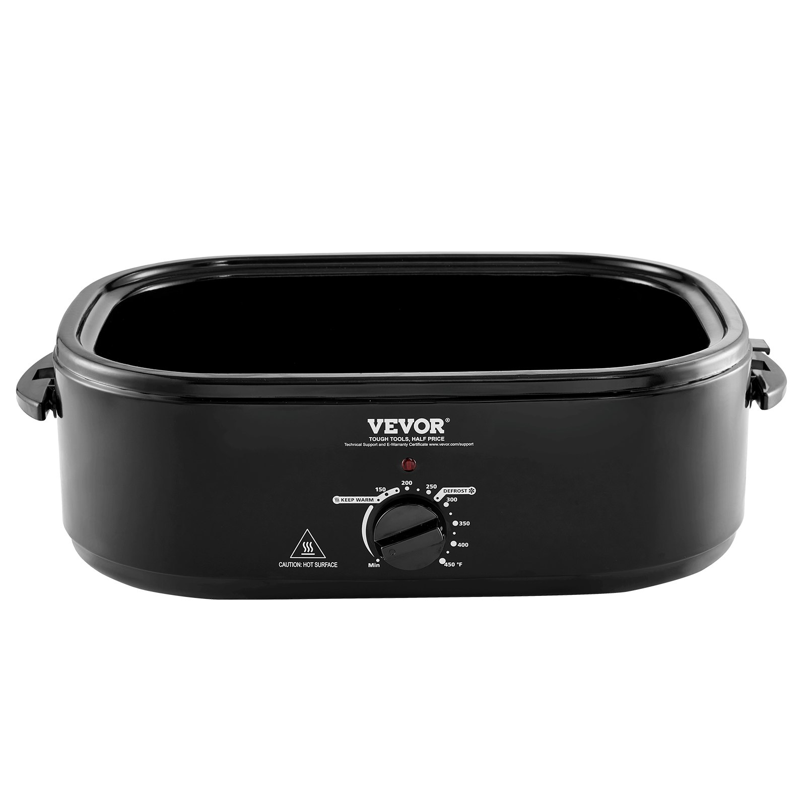 VEVOR Electric Roaster Oven, 24 QT Turkey Roaster Oven with Self-Basting Lid, 1450W Roaster Oven with Defrost & Warm Function, Adjustable Temp, Removable Pan & Rack, Fits Turkeys Up to 28LBS, Black