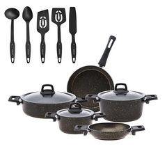 Karaca Biogranit V2 13 Piece Cookware Set Black Gold