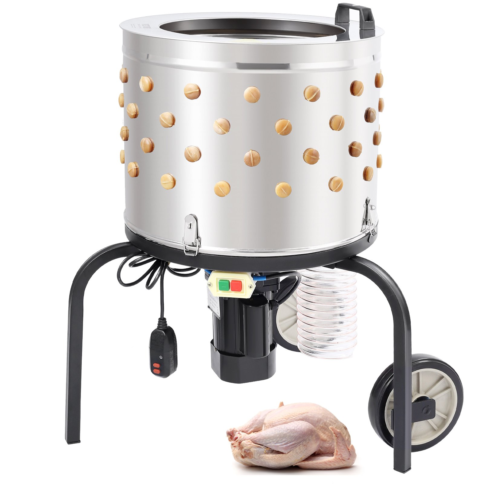 VEVOR Chicken Plucker Machine, Feather Plucker with 20-inch Stainless Steel Drum, Defeathering Equipment with 108 Soft Fingers, Simple Debris Collection, 500W High Power Poultry Plucking