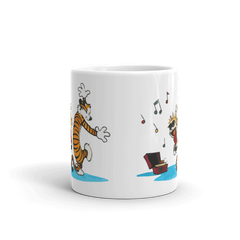 Calvin and Hobbes Dancing with Record Player Mug.