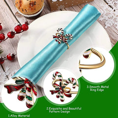 6Pcs Christmas Napkin Rings Xmas Napkin Holder Rings Wreath For Holiday Party Dinner Table Decoration