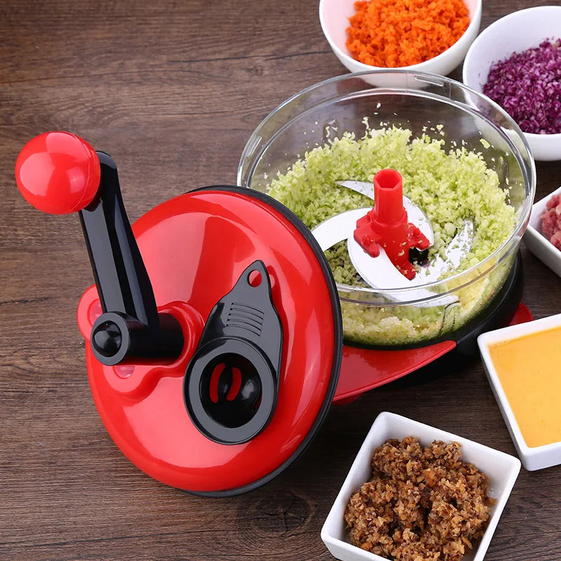 Multi-function Manual Food Processor, Meat Grinder, Vegetable Chopper, Quick Shredder, Green Cutter And Egg Blender.