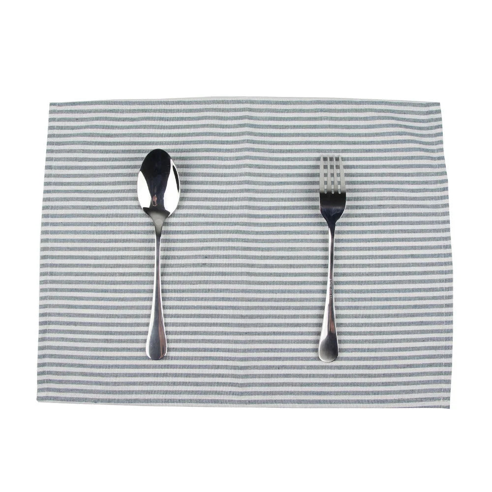 Plain Striped Linen Cotton Blended Dinner Cloth Napkins Placemats Tea Towels Set of 12 (40 x 30 cm 15.75in x 11.81in) for Events & Home Use