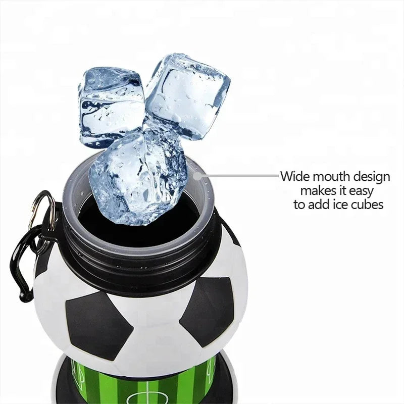 550ml - 18oz Foldable Football/Soccer/Basketball Silicone Water Bottle, Children/Student Outdoor Sports Water Bottle.