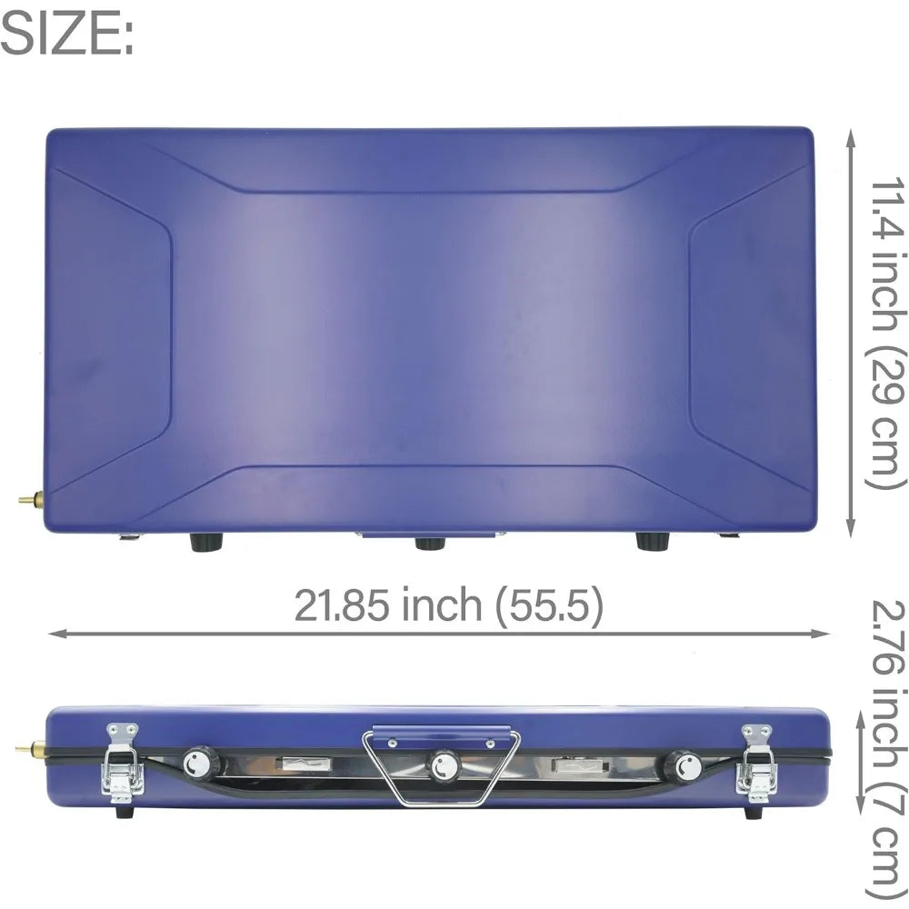2 Burners & 1 Toast (Grill) Portable Propane Gas Cooking Stove with Regulator for Camping and Outdoor Cooking.