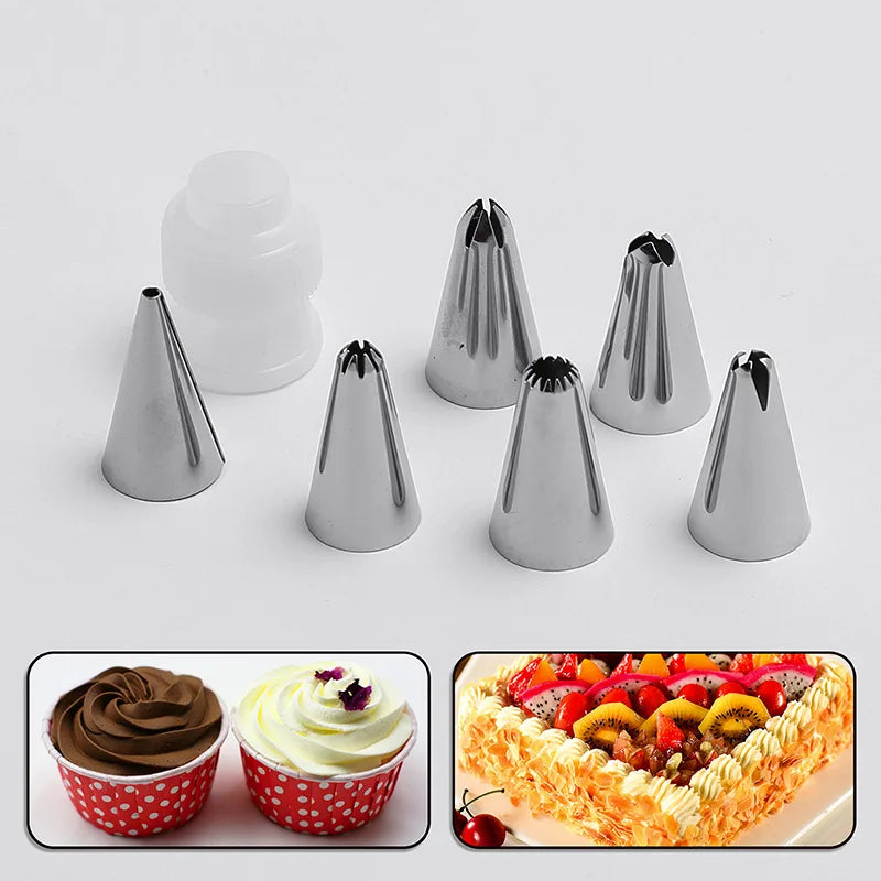 Good 26/8pcs Silicone Pastry Bag Kitchen DIY Icing Piping Cream Reusable Pastry Bag With 24 Nozzle Sets Cake Decorating Tools