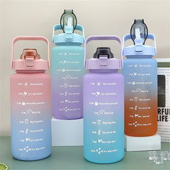 Water Bottle 2 Liter Stay Hydrated Motivated Leak proof Plastic Sport Bottle Reminder Times Sports Outdoor Fitness Office Indoor.