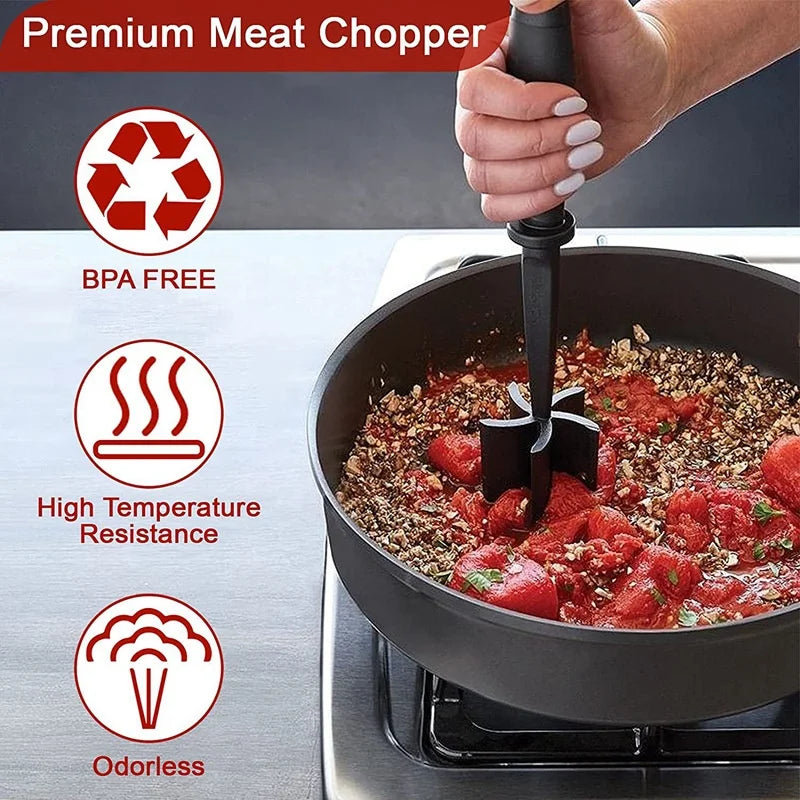 1pc Heat Resistant Meat for Ground Beef  5 Curve Blade Hamburger Chopper Ground Smasher Ground Chopper Mix and Chop Kitchen Tool