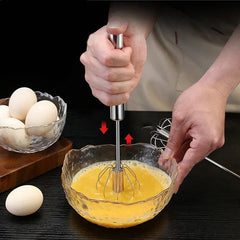 Kitchen Stainless Steel Whisk Hand Pressure Semi-automatic Egg Beater Self Turning Cream Mixer.