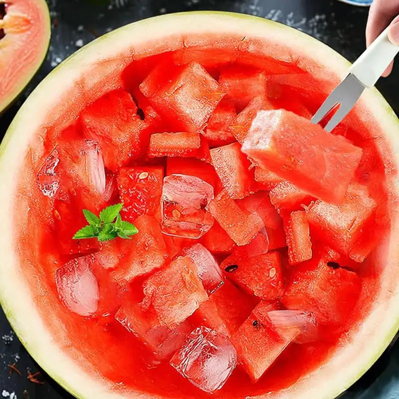 3-in-1 Watermelon Cutter Slicer Tool, Stainless Steel Watermelon Knife and Fork.