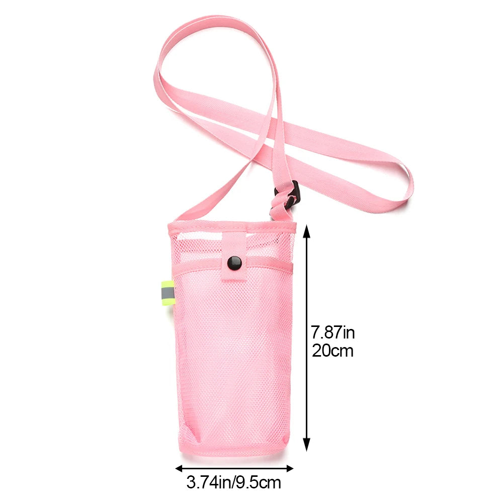 Portable Sport Water Bottle Cover With Strap Cup Sleeve, Mesh Cup Pouch, Mobile Phone Bag, Visible Bag Outdoor Camping