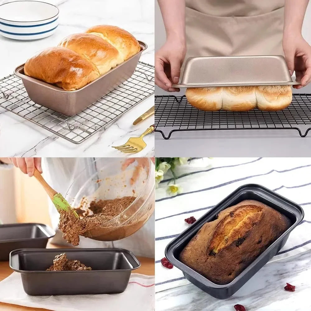 4PCS/SET Bread Loaf Baking Pan Non-Stick Carbon Steel Kitchen Meatloaf Bakeware Mold.