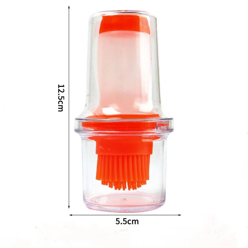 Silicone with Cover Oil Brush, Safe and Durable Anti-scalding Oil Bottle, Portable Barbecue Party Sauce Brushes.