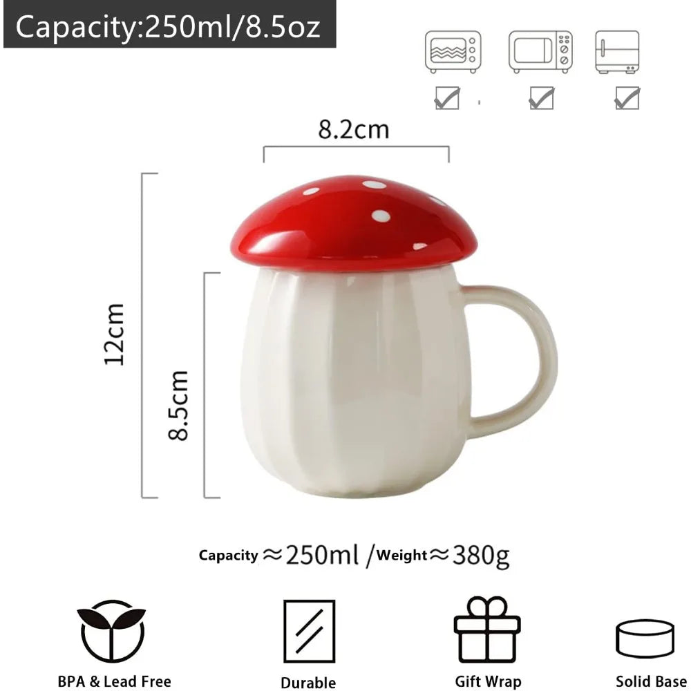 250ml / 8.4oz Coffee Mug with Mushroom Lid.