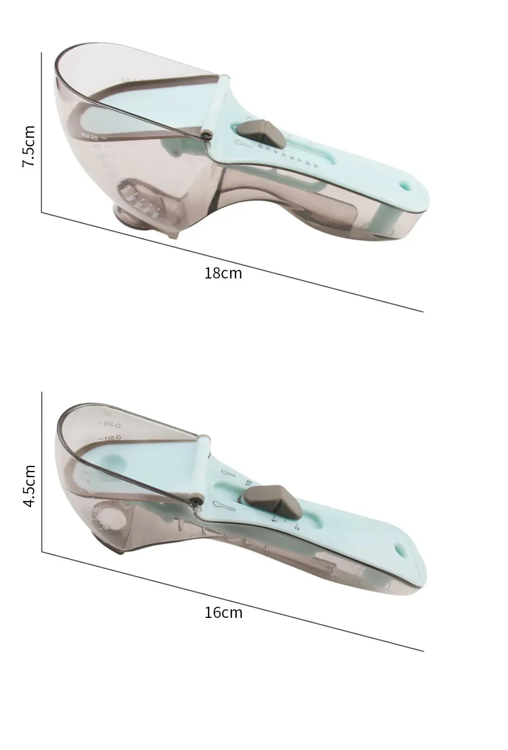 1 Set,  2Pcs Adjustable Measuring Spoon With Scale.