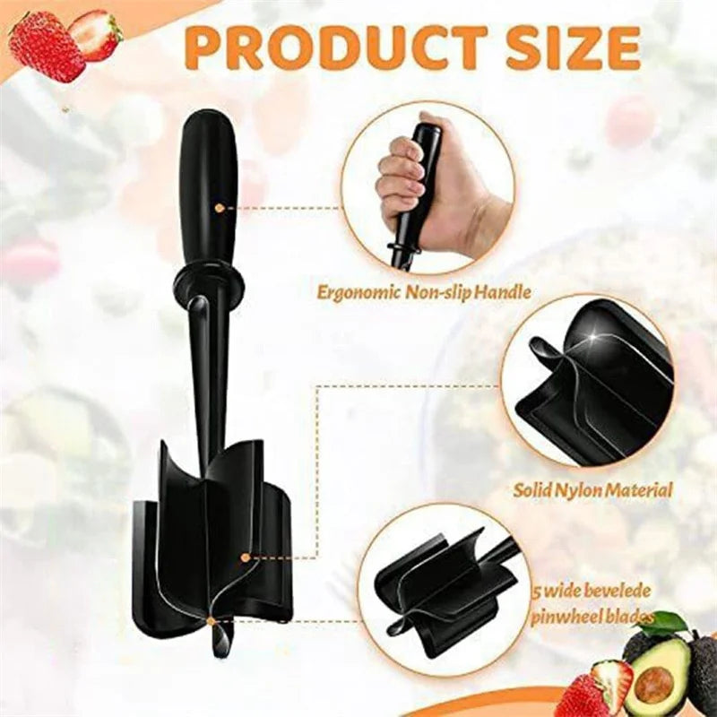 1pc Heat Resistant Meat for Ground Beef  5 Curve Blade Hamburger Chopper Ground Smasher Ground Chopper Mix and Chop Kitchen Tool