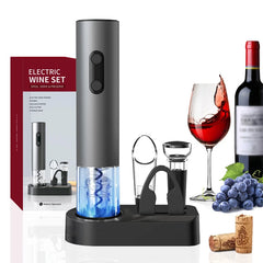 Electric Wine Opener Set Automatic Corkscrew With Foil Cutter One-click Button Battery Operated Bottle Opener.